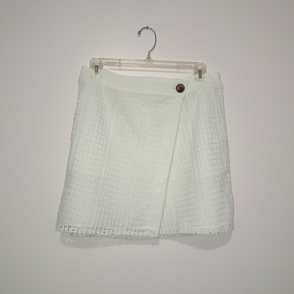 10 Crosby Derek Lam Dresses & Skirts - Derek Lam 10 Crosby Optic White Mini Eyelet Faux Wrap Skirt Size 8